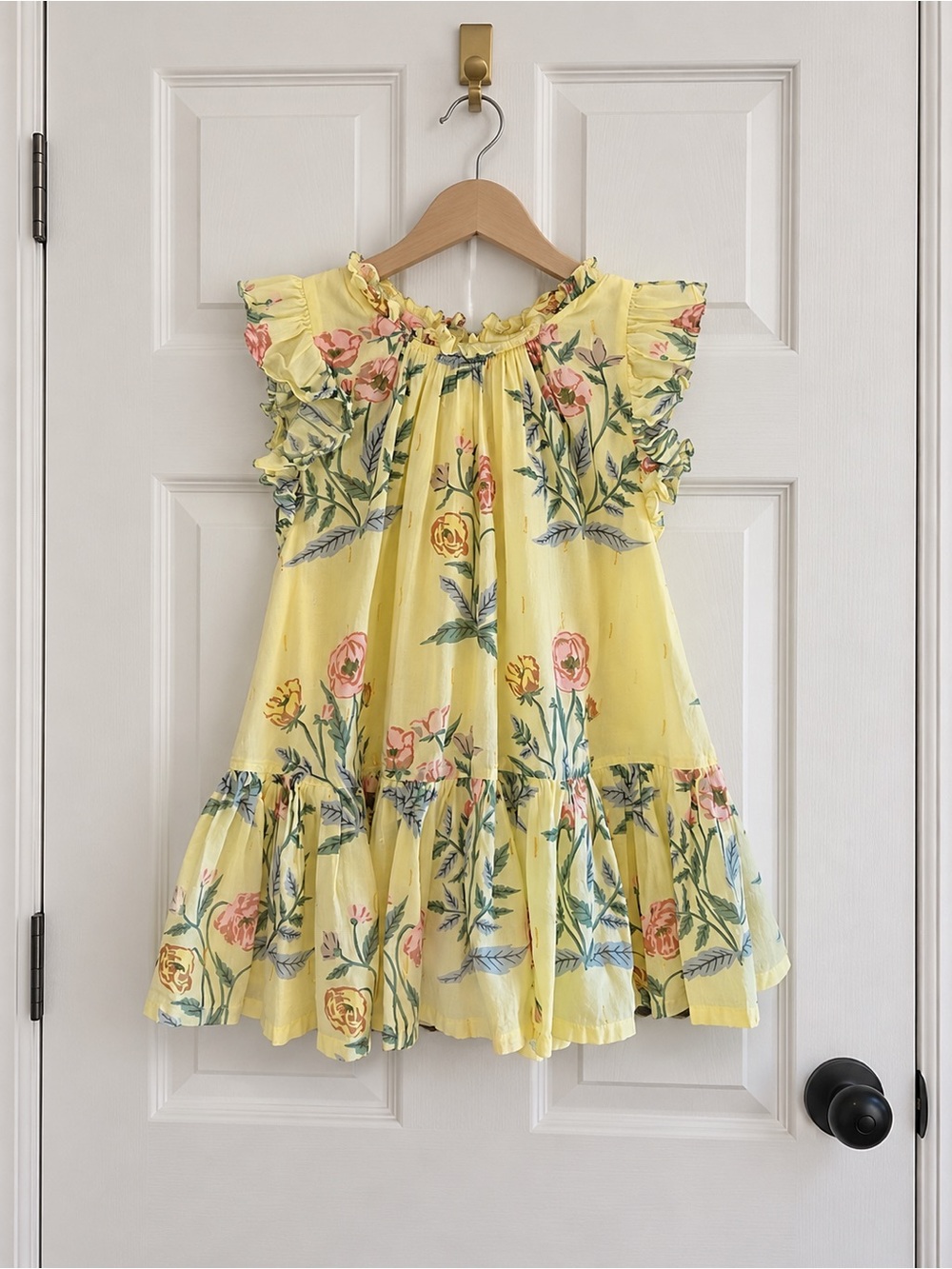 Pink Chicken Yellow Floral Ruffle Dress Girls Size 4